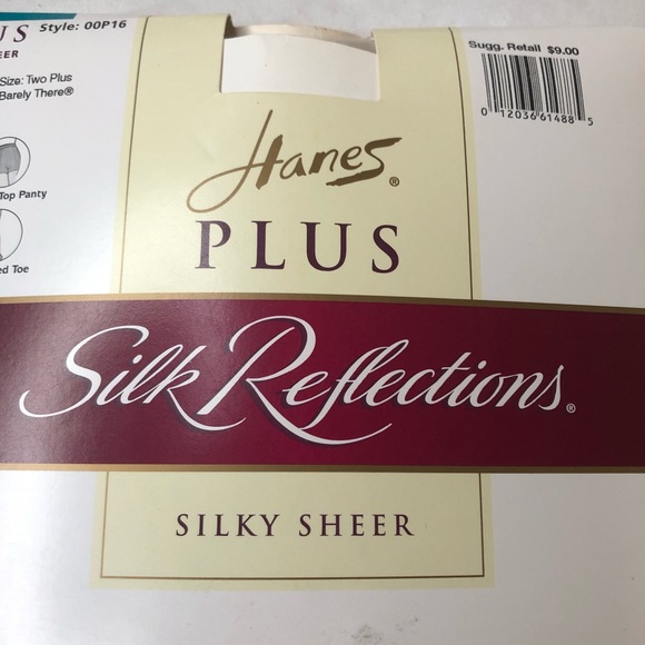 NOS Hanes Plus Silk Reflections Silky Sheer Panty Hose 2 plus Barely There Color - Picture 3 of 6